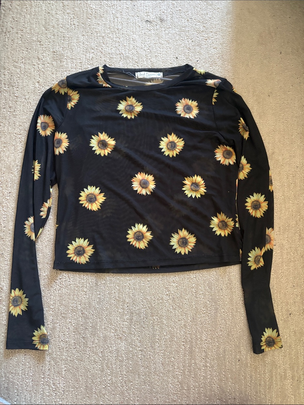 Sunflower Mesh Long Sleeve Top - Black